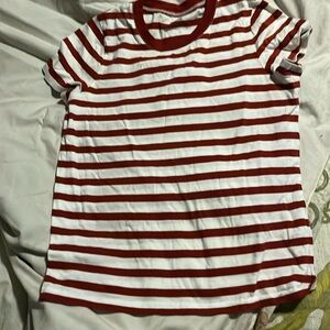 Madewell small white and red stripe tshirt